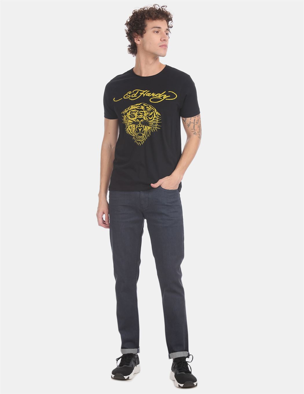Ed Hardy Men Casual Wear Black T-Shirt